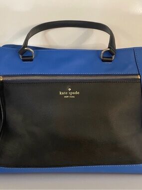 Rare limited edition kate spade Black and Blue Leather Top-Handle Tote